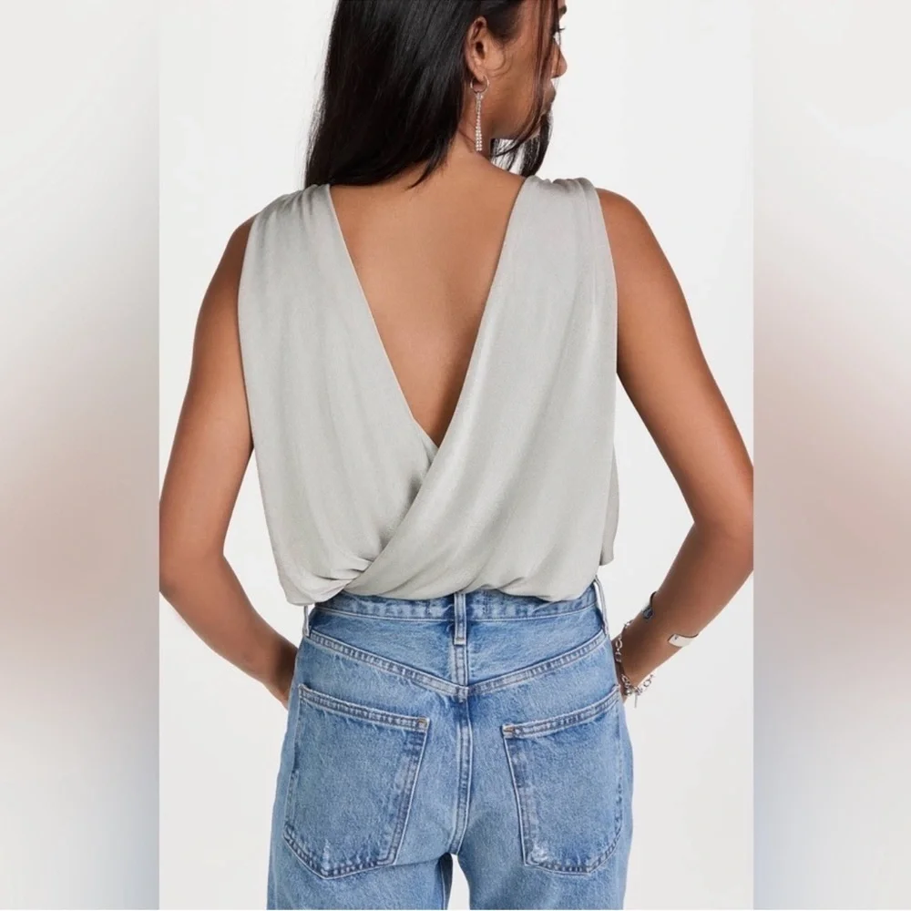 NWT FREE PEOPLE | Night Owl  Blouson Wrap Bodysuit in Oxide Green Sage Medium